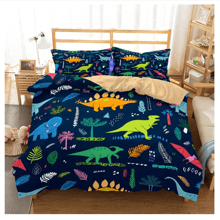 3D Cartoon Dinosaur Quilt Cover Set Bedding Set Pillowcases 104- Jess Art Decoration