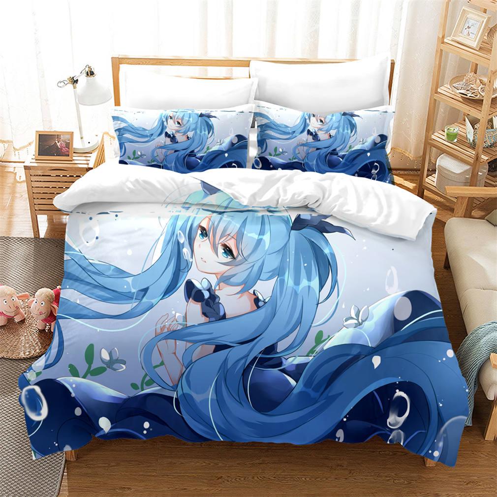 3D Hatsune Miku Quilt Cover Set Bedding Set Pillowcases 28- Jess Art Decoration