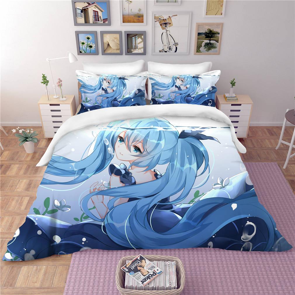 3D Hatsune Miku Quilt Cover Set Bedding Set Pillowcases 28- Jess Art Decoration