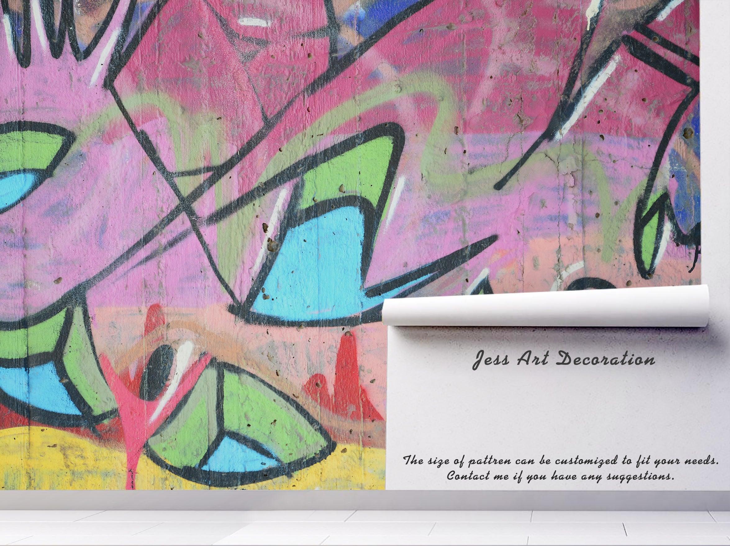 3D Abstract Pink Graffiti Wall Mural Wallpaper 45- Jess Art Decoration
