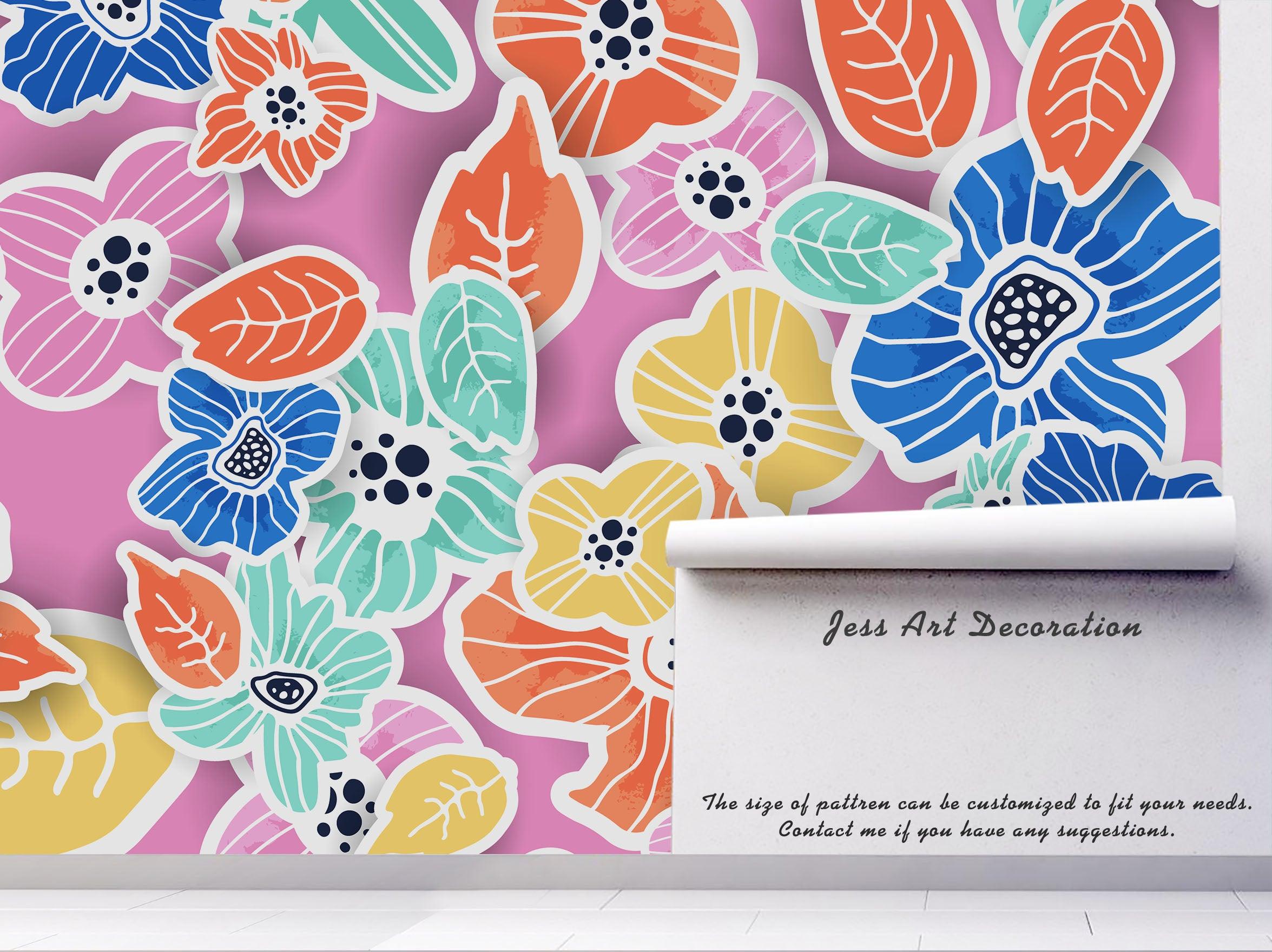 3D Watercolor Colorful Floral Wall Mural Wallpaper 18- Jess Art Decoration