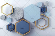 3D Blue Hexagon Marble Wall Mural Wallpaper 192- Jess Art Decoration