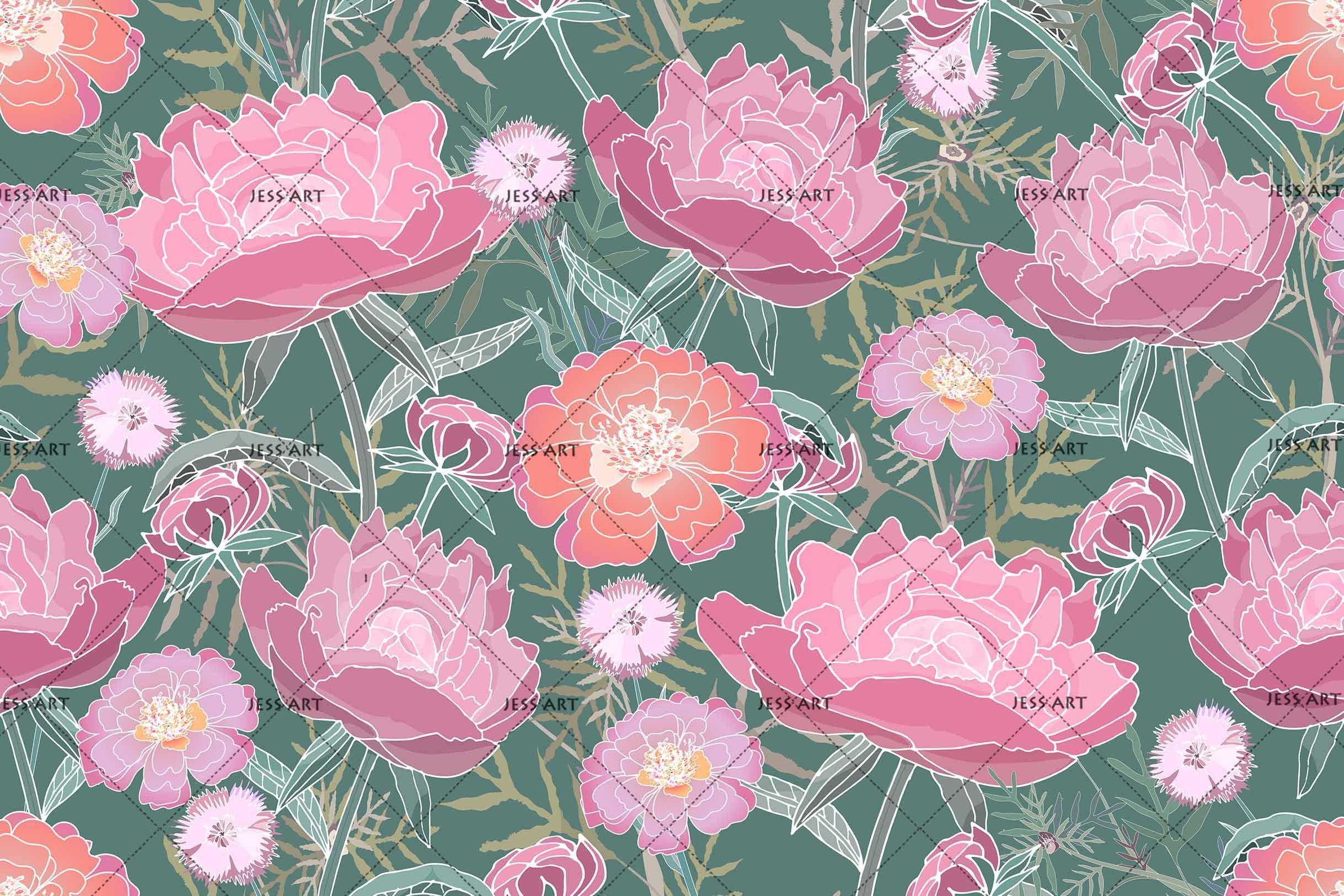 3D Simple Flower Freehand Sketching Pink Red RoseWall Mural Wallpaper ZY D19- Jess Art Decoration