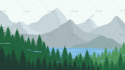 3D Hand Drawn Mountain Forest Lake Wall Mural Wallpaper LQH 45- Jess Art Decoration