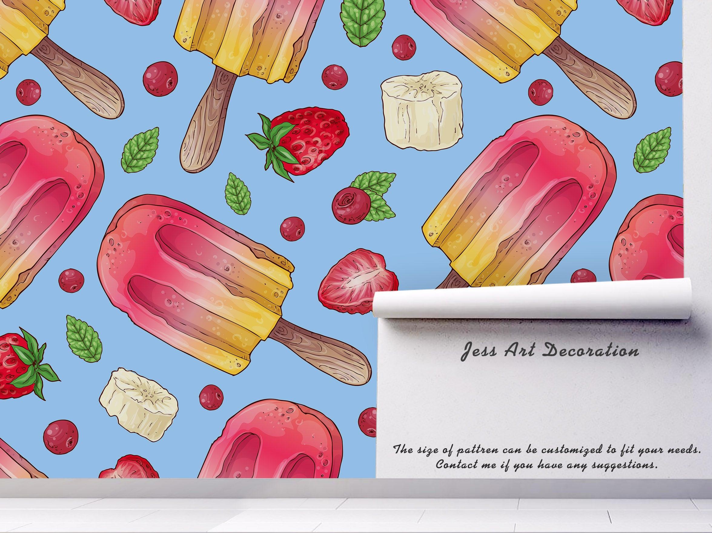 3D Ice Lolly Strawberry Wall Mural Wallpaper 44- Jess Art Decoration