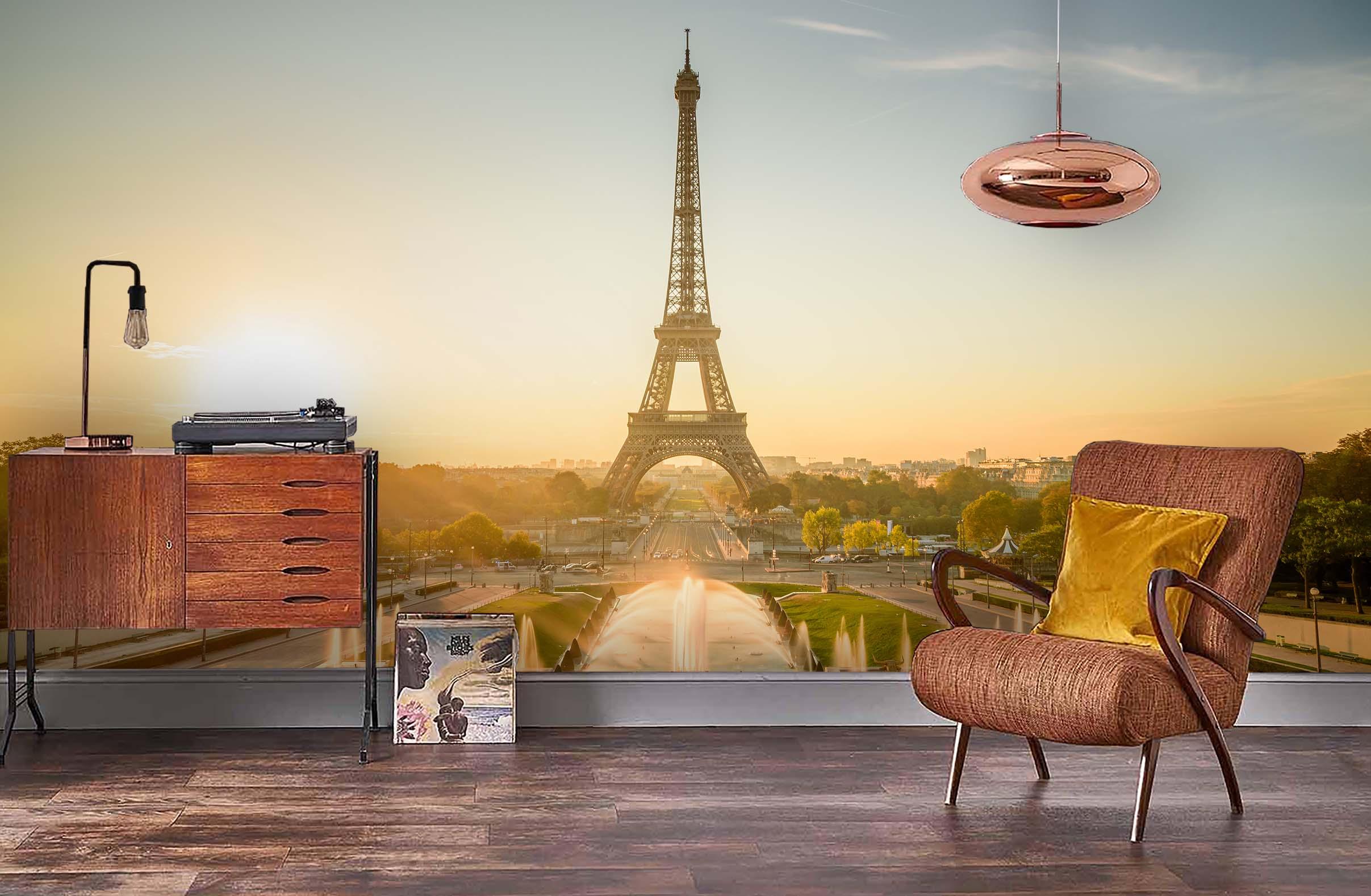 3D Eiffel Tower Dusk Wall Mural Wallpaper 118- Jess Art Decoration