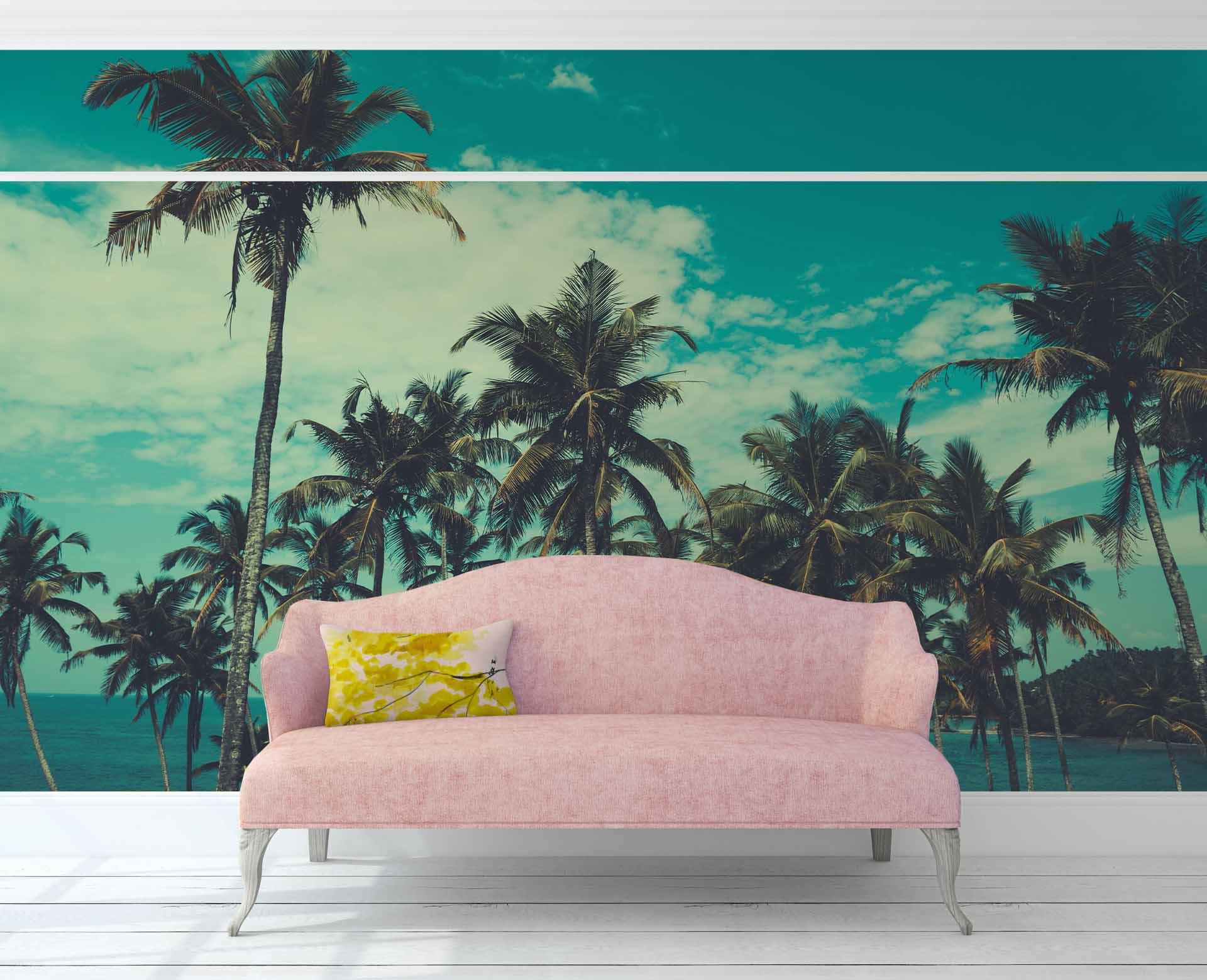 3D Blue Sky Sea Tropical Plants Wall Mural Wallpaper  24- Jess Art Decoration