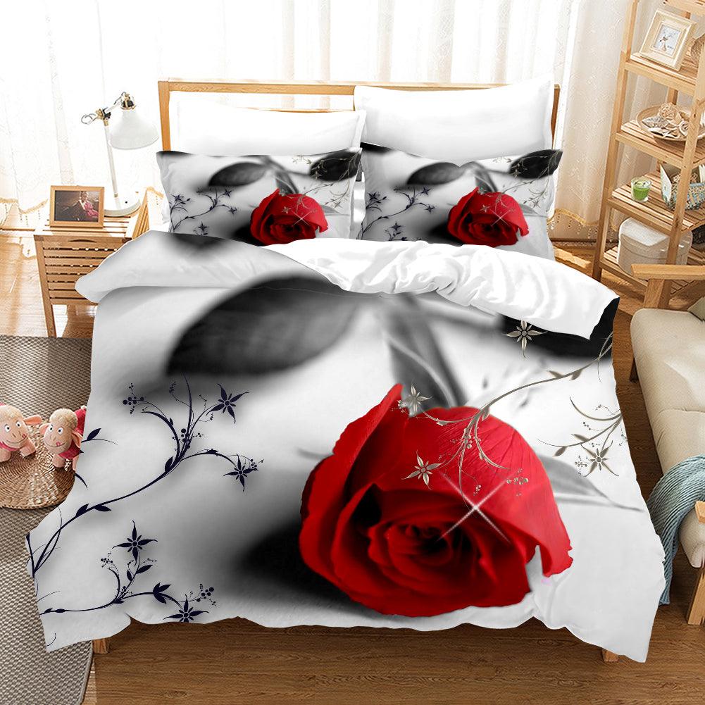 3D Red Rose Quilt Cover Set Bedding Set Pillowcases 61- Jess Art Decoration