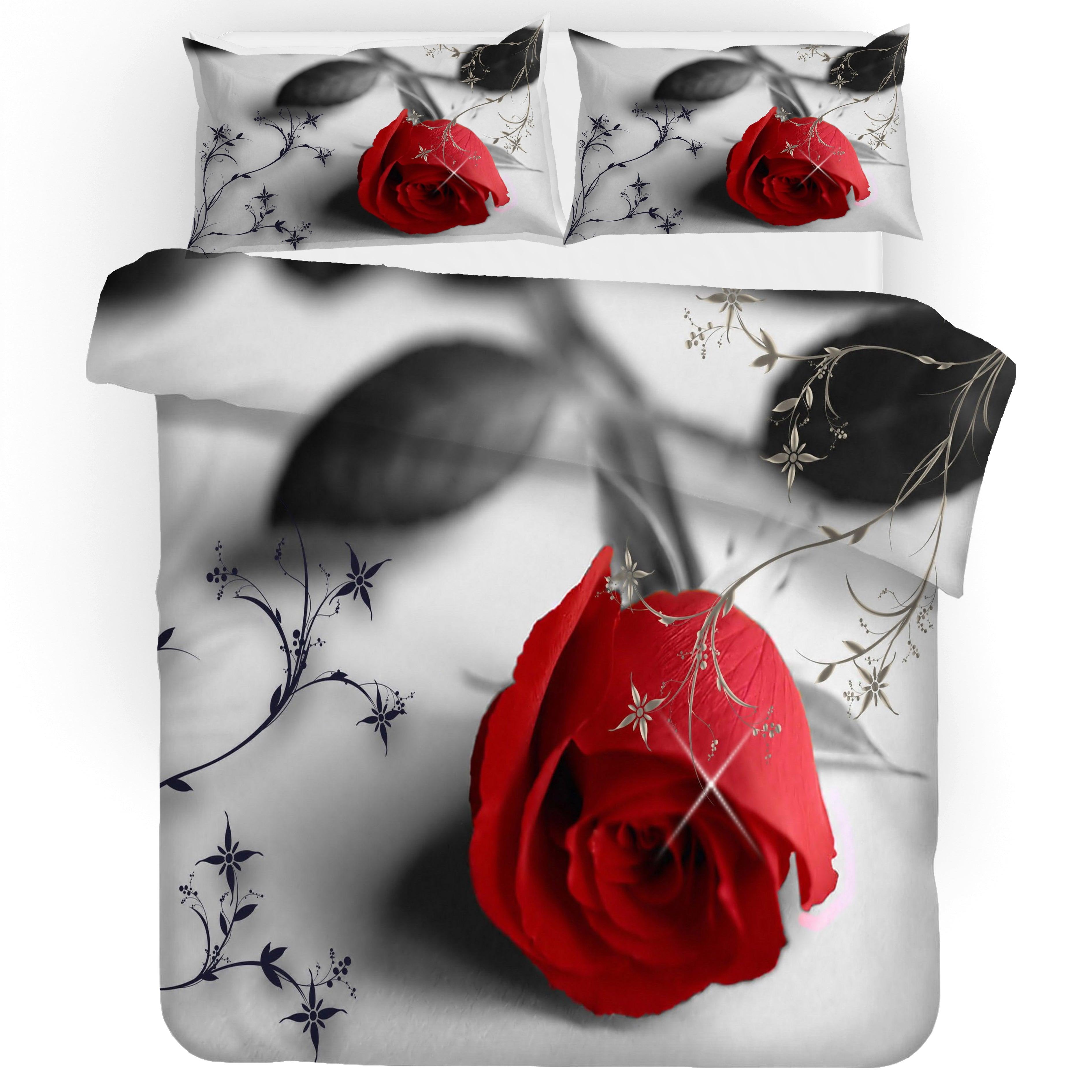3D Red Rose Quilt Cover Set Bedding Set Pillowcases 61- Jess Art Decoration