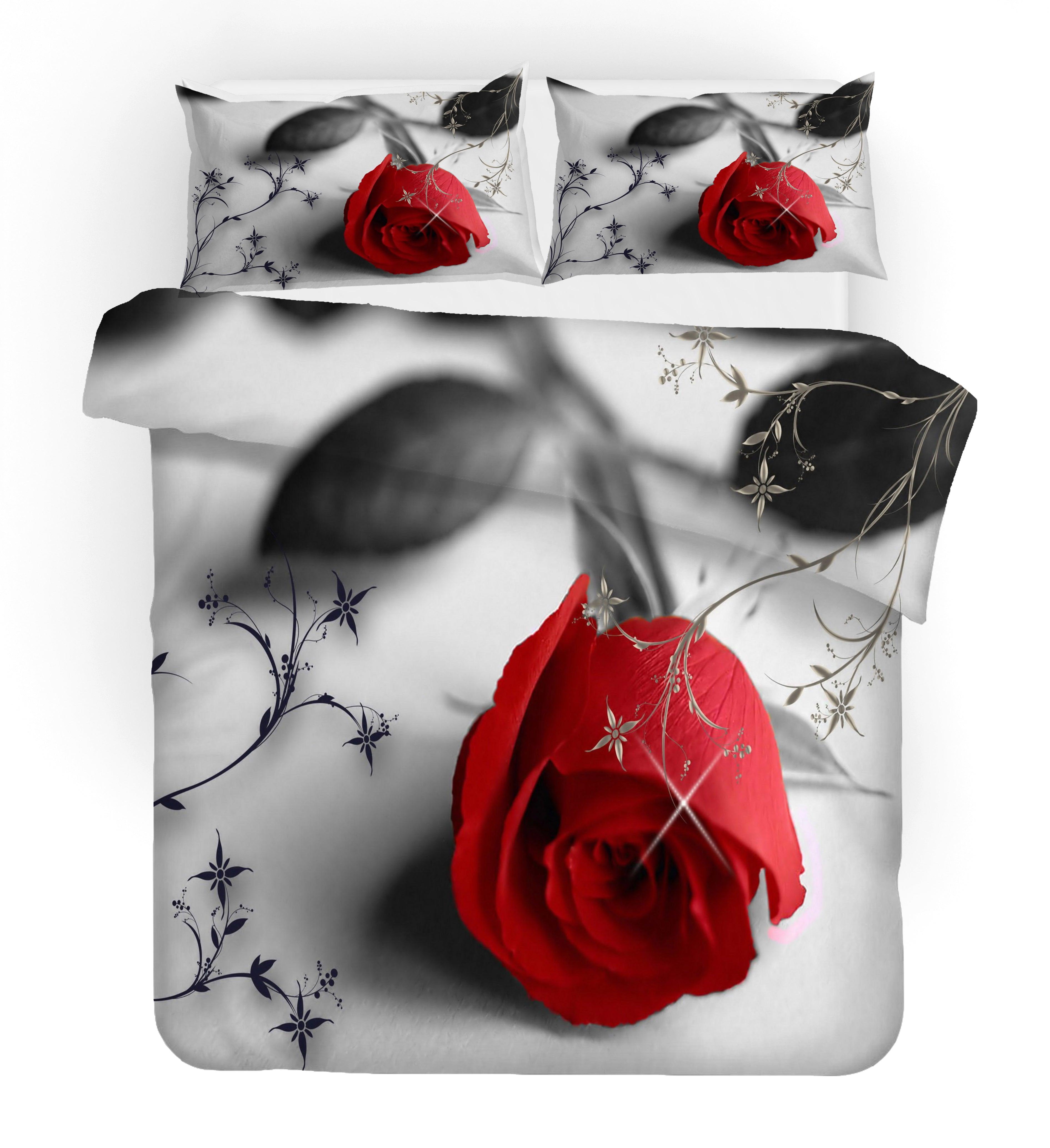 3D Red Rose Quilt Cover Set Bedding Set Pillowcases 61- Jess Art Decoration