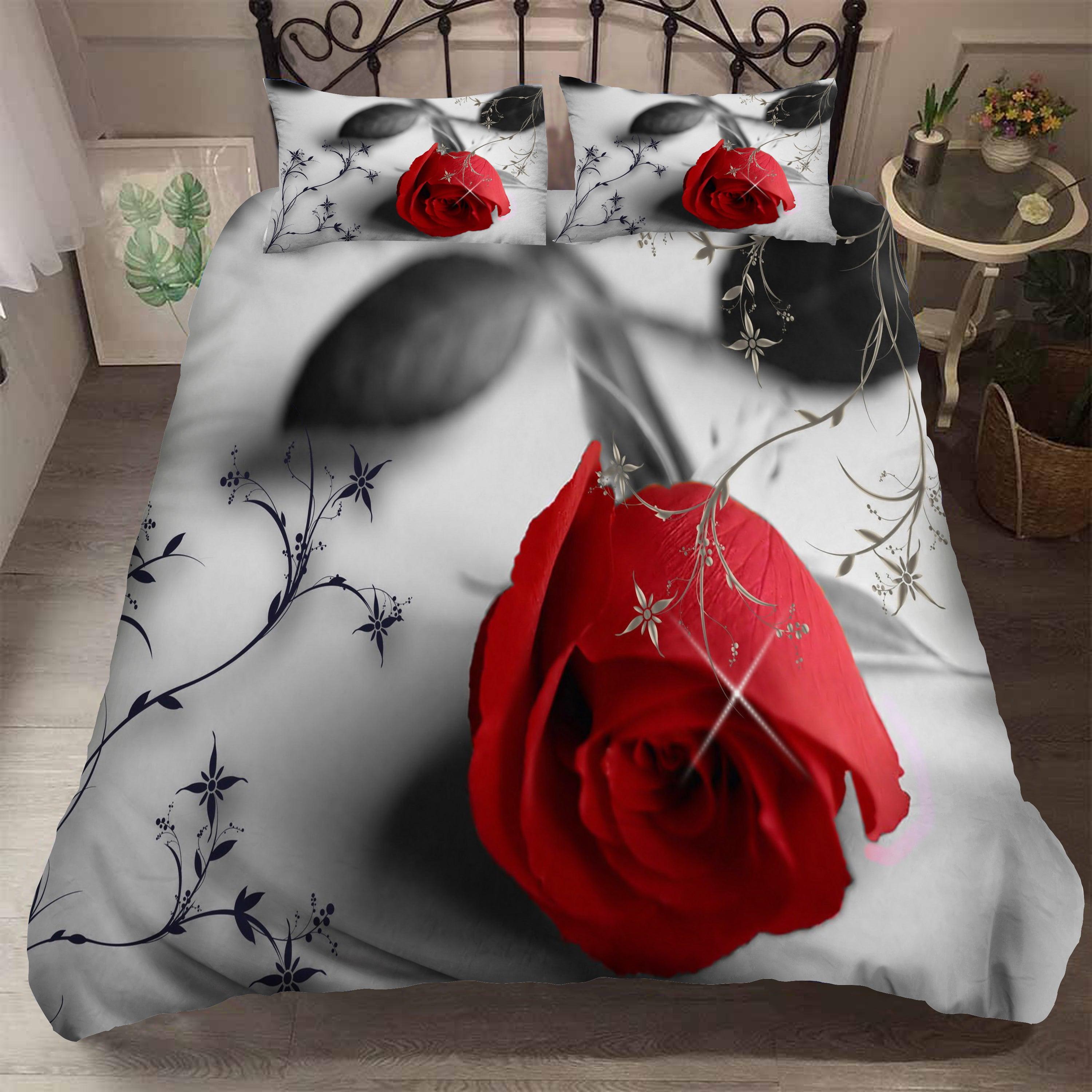 3D Red Rose Quilt Cover Set Bedding Set Pillowcases 61- Jess Art Decoration