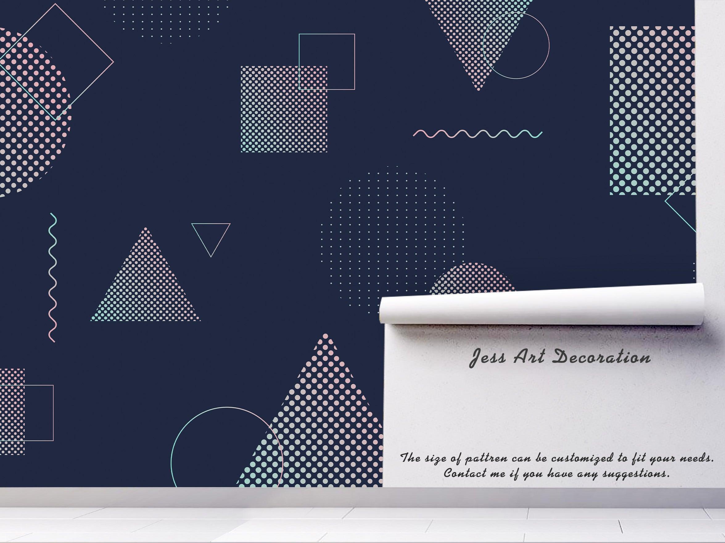 3D Geometric Wavy Circle Square Triangle Wall Mural Wallpaper 75- Jess Art Decoration