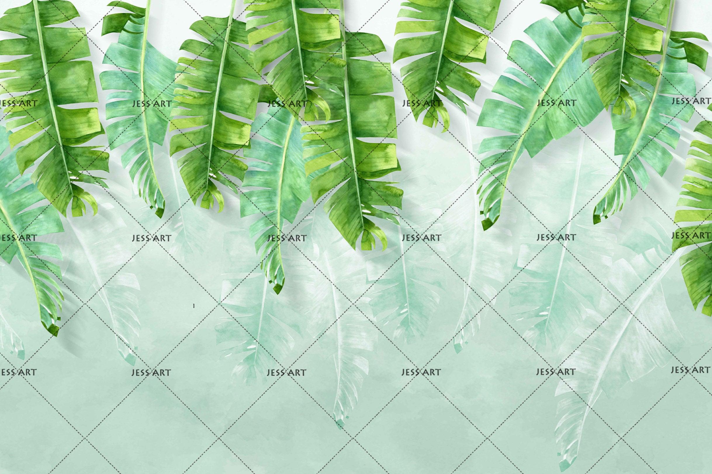 3D Tropical Green Palm Leaves Wall Mural Wallpaper 190- Jess Art Decoration