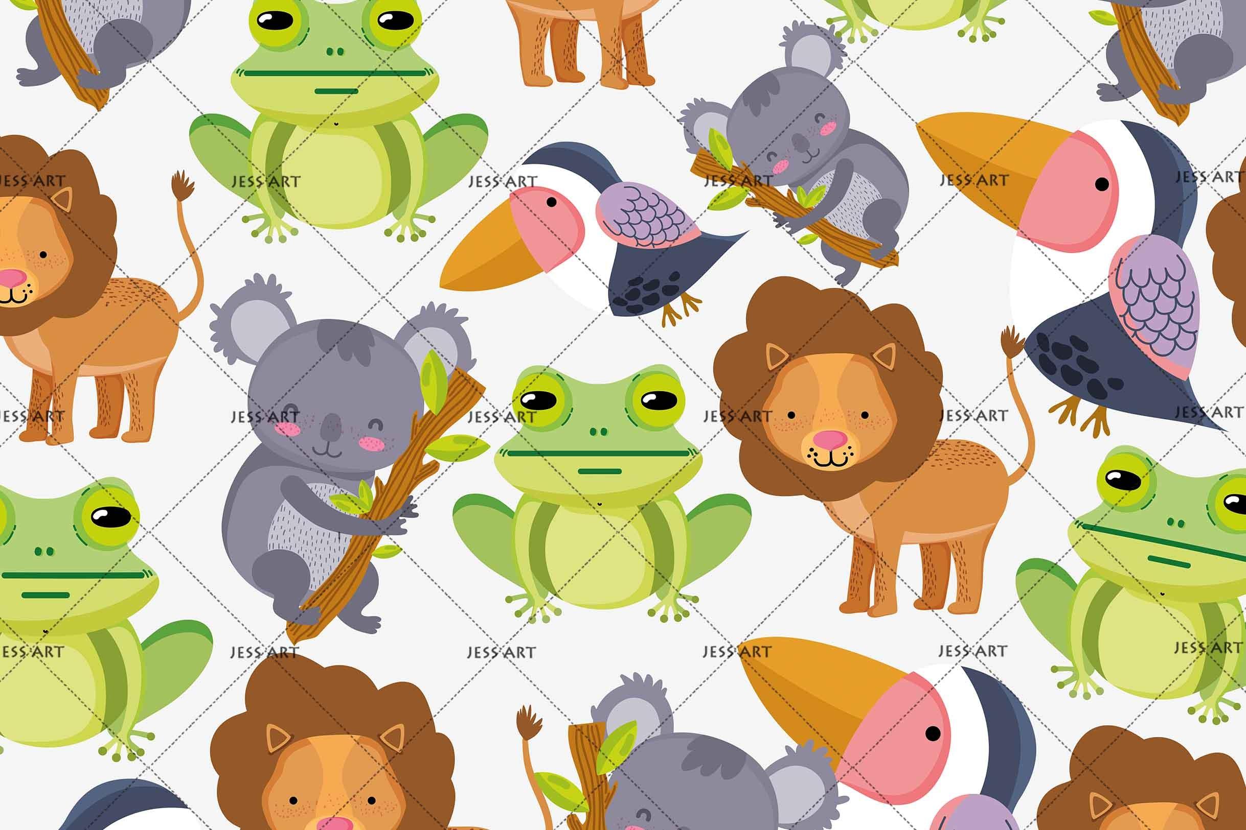 3D Cartoon Color Animal Frog Lion Wall Mural Wallpaper A214 LQH- Jess Art Decoration