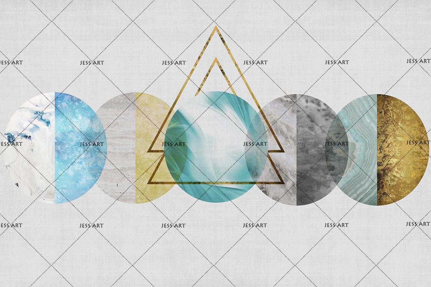 3D Marble Circle Triangle Wall Mural Wallpaper SF29- Jess Art Decoration