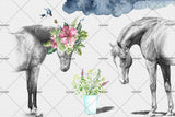 3D Horse Flowers Bird Wall Mural Wallpaper SF30- Jess Art Decoration