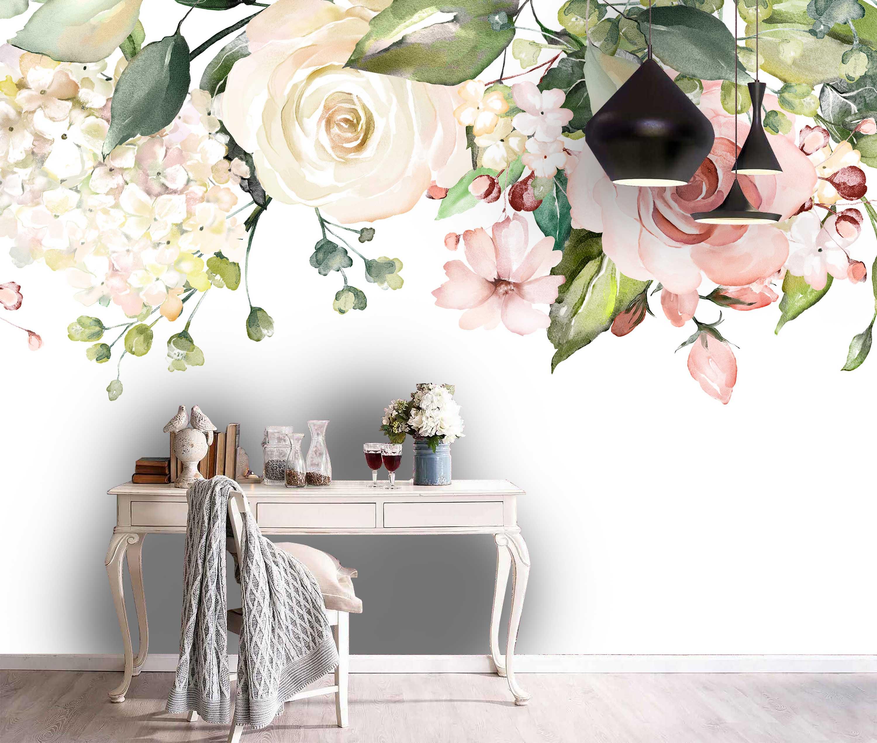 3D Hand Drawn Floral Leaves Wall Mural Wallpaper LQH 133- Jess Art Decoration