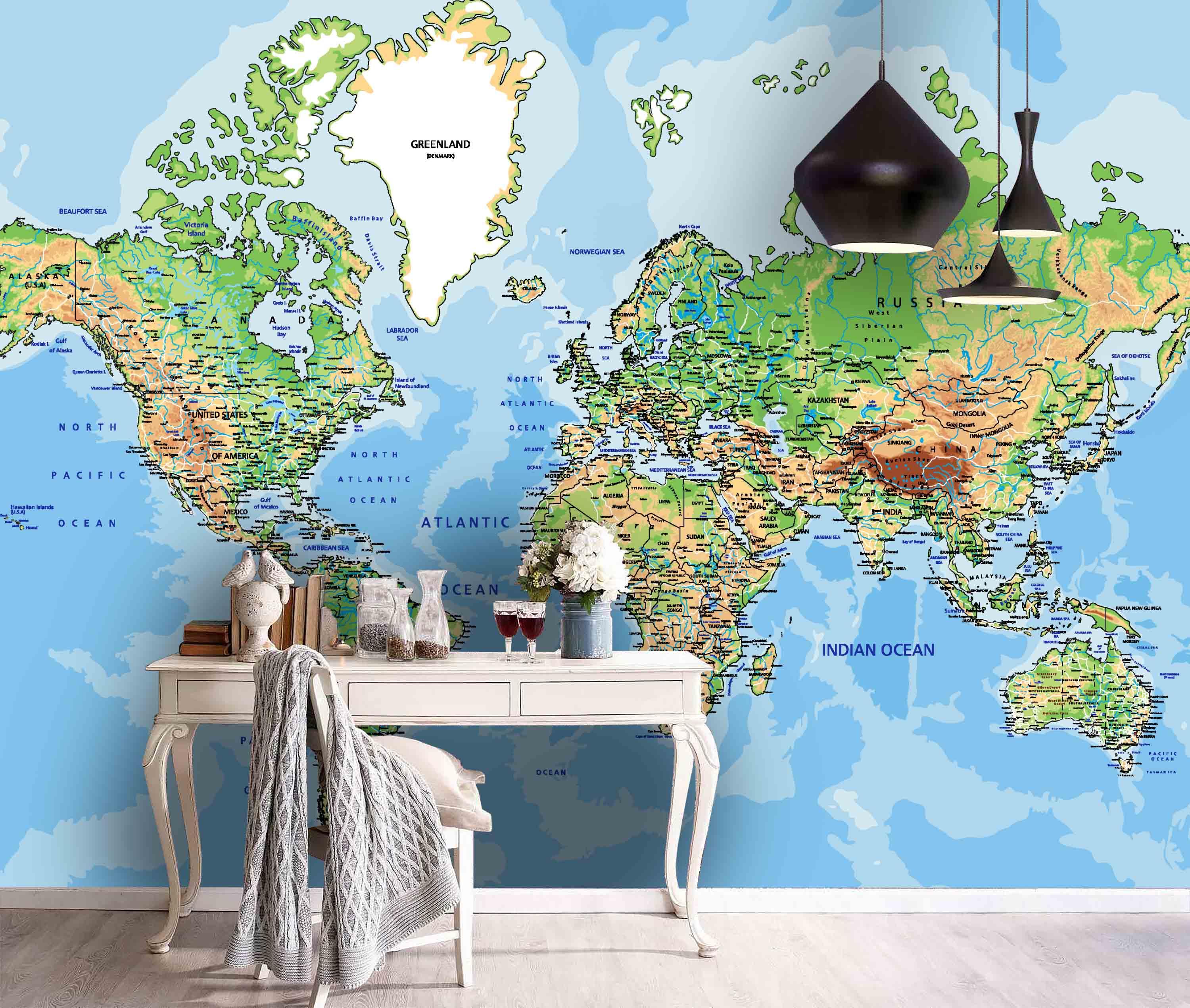 3D World Map Background Wall Mural Wallpaper 12- Jess Art Decoration