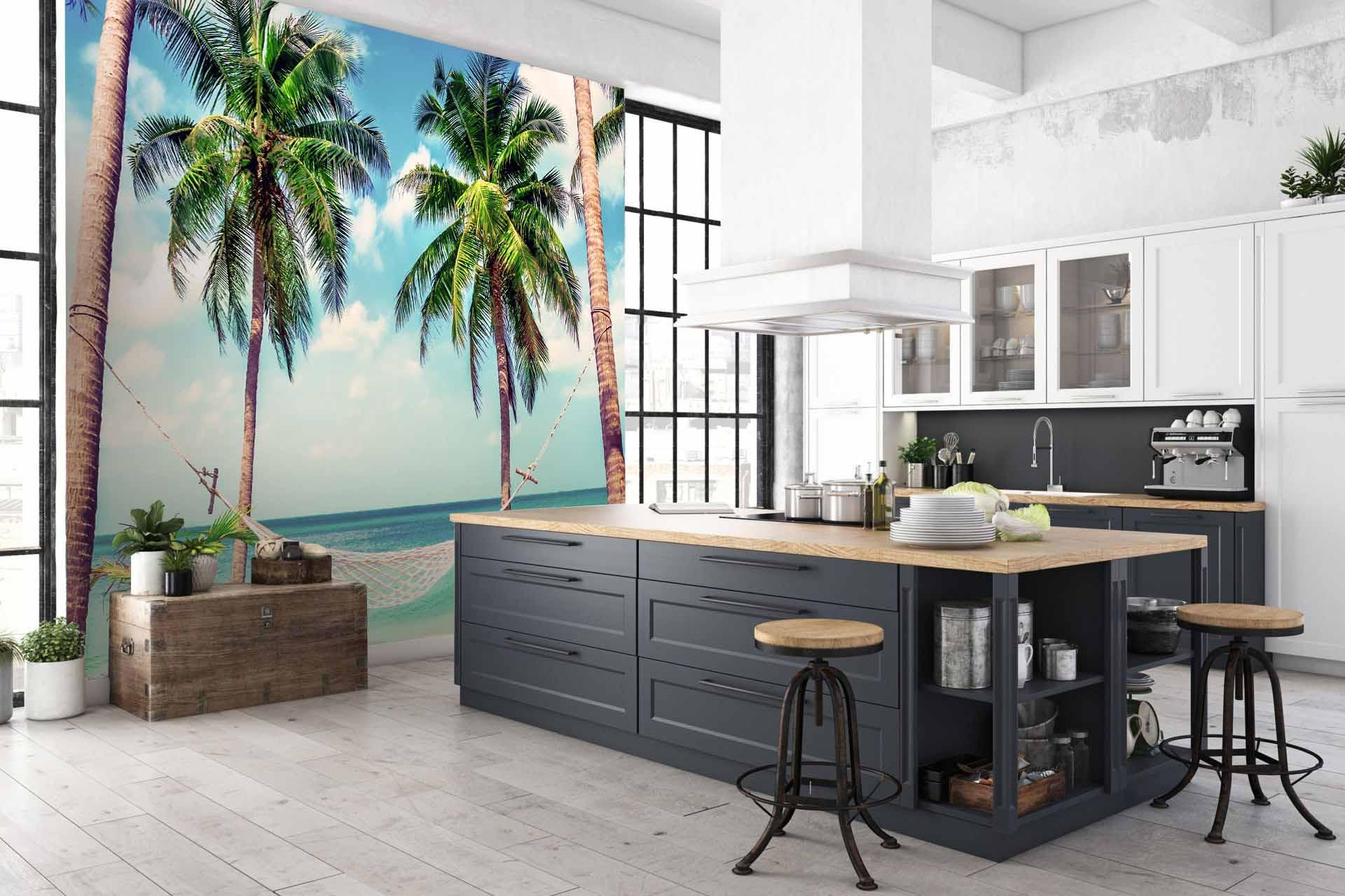 3D blue sky sea coconut tree wall mural wallpaper 80- Jess Art Decoration