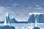 3D blue cartoon snow mountains trees forest wall mural wallpaper 14- Jess Art Decoration