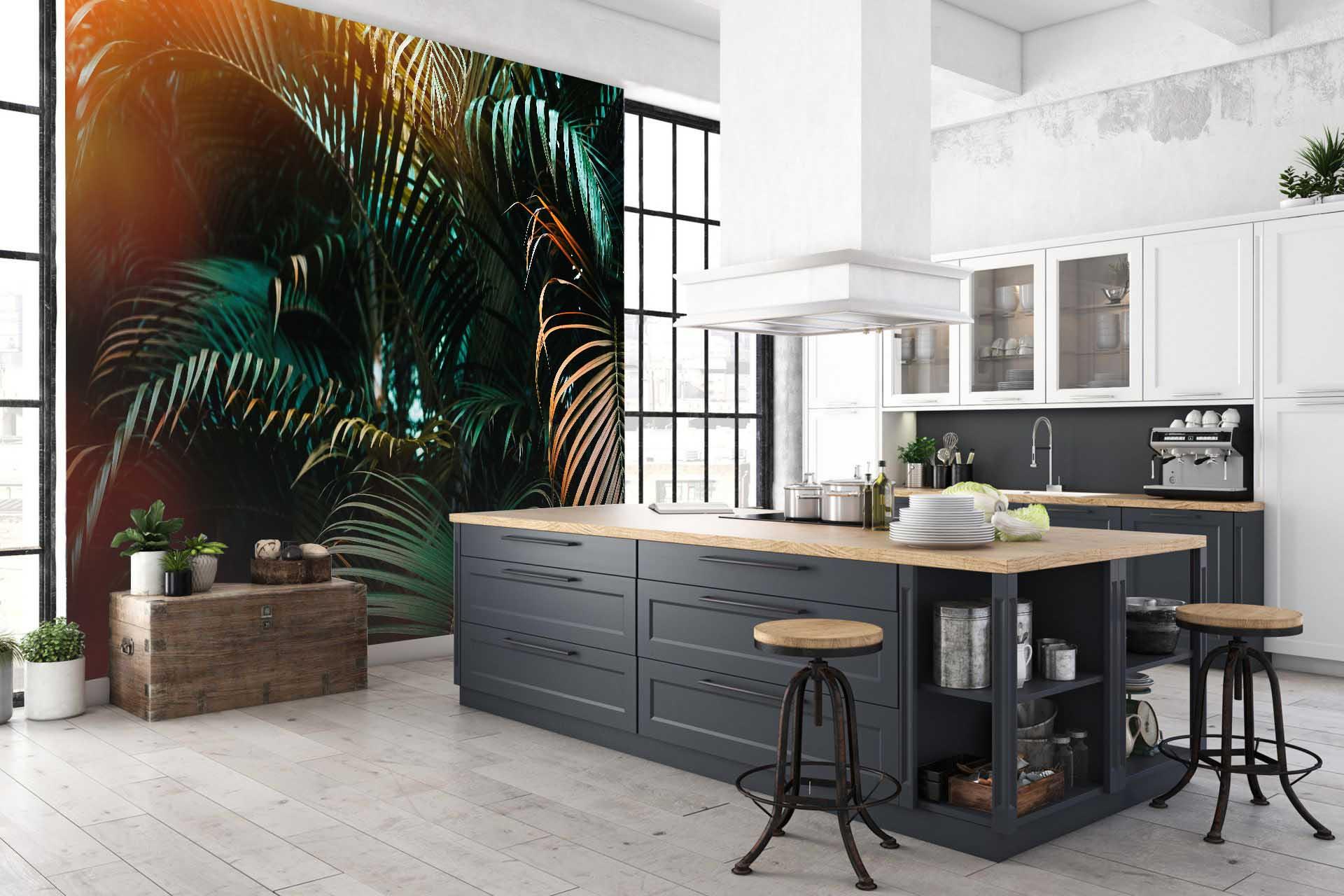 3D Dark Tropical Plant Leaves Wall Mural Wallpaper  63- Jess Art Decoration