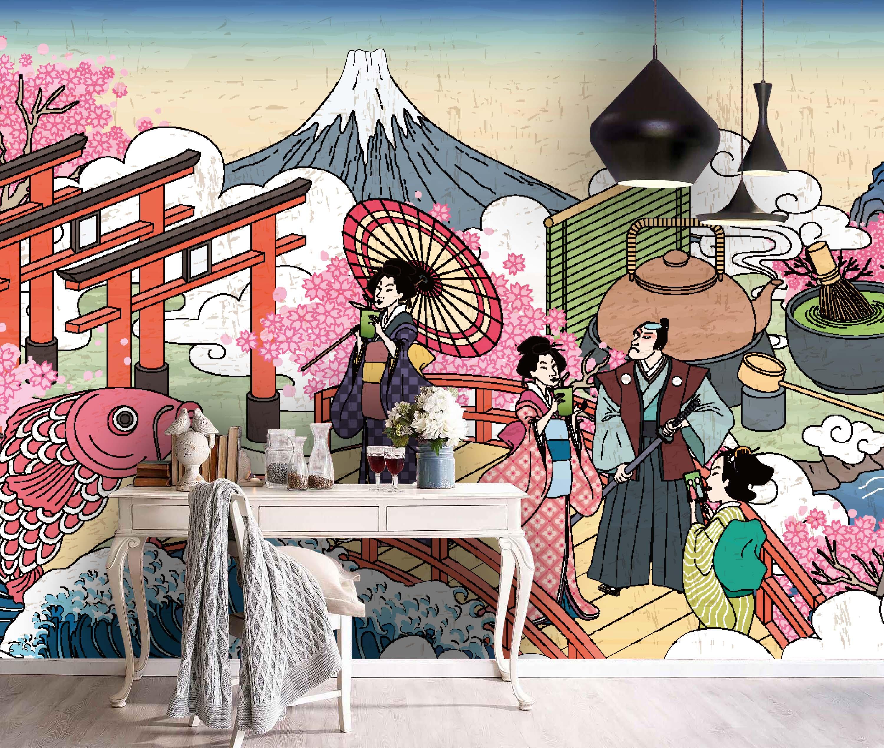 3D Japanese Cartoon Fujiyama Wall Mural Wallpaper 113- Jess Art Decoration