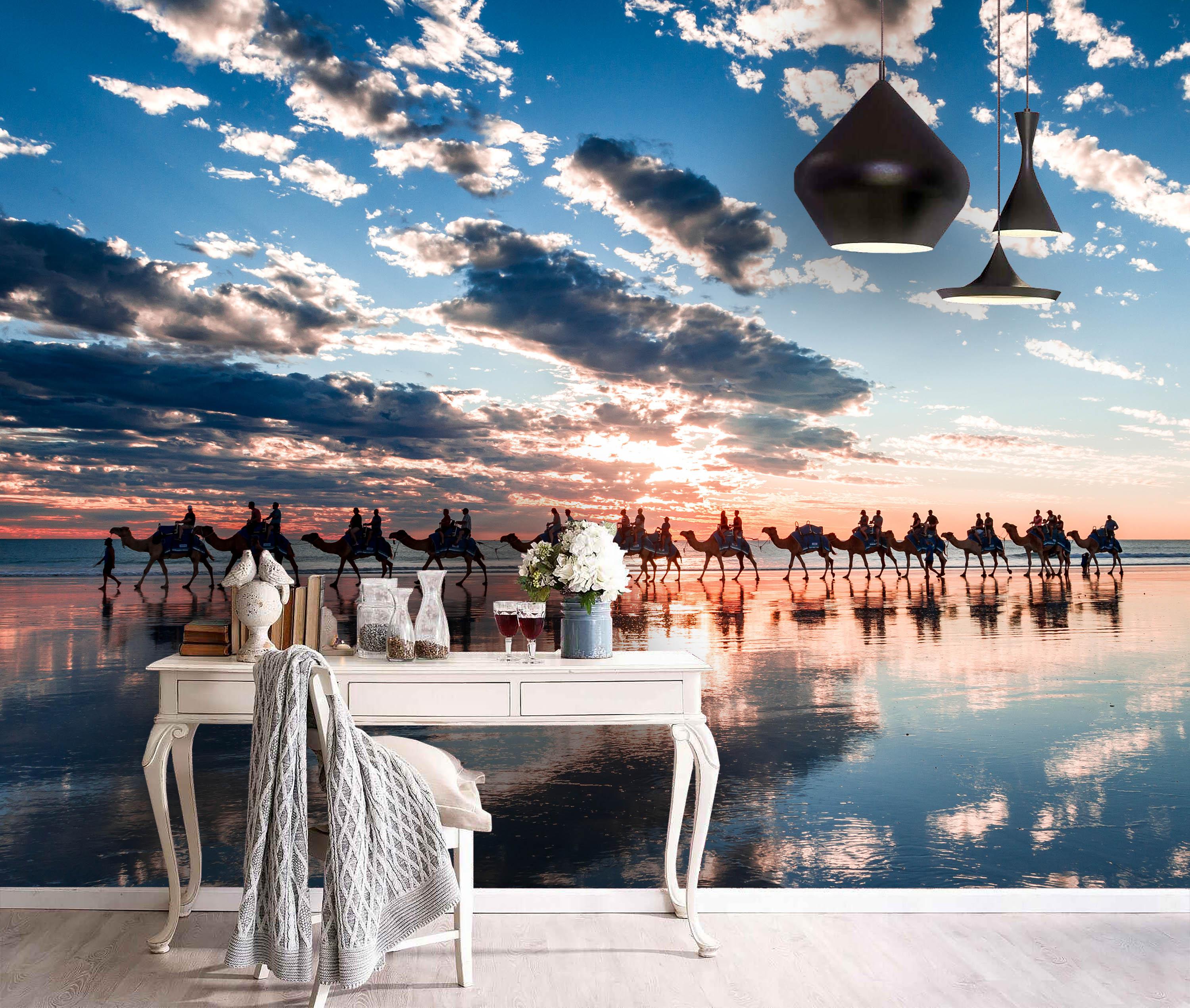 3D Beach Camel Wall Mural Wallpaper 109- Jess Art Decoration