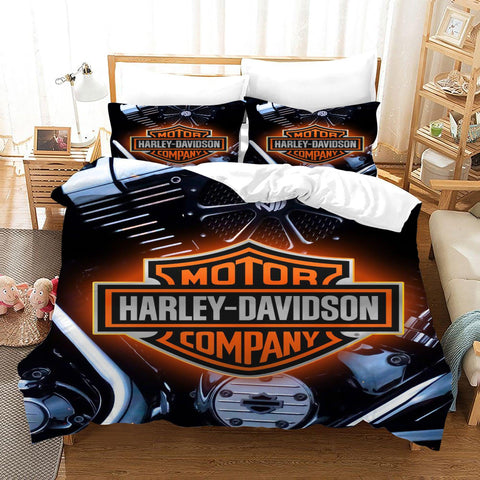 3D Harley-Davidson Motorcycle Quilt Cover Set Bedding Set Duvet Cover Pillowcases SF84- Jess Art Decoration