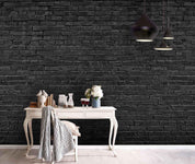 3D Black Brick Wall Texture Wall Mural Wallpaper LQH 129- Jess Art Decoration