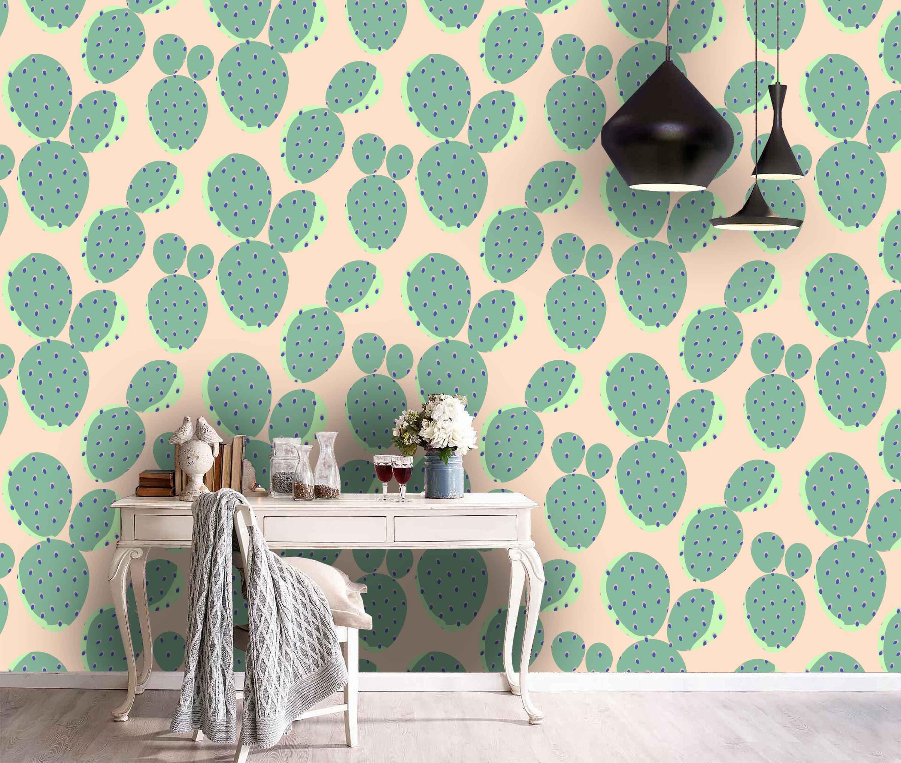 3D Green Cactus Pattern Wall Mural Wallpaper 78- Jess Art Decoration
