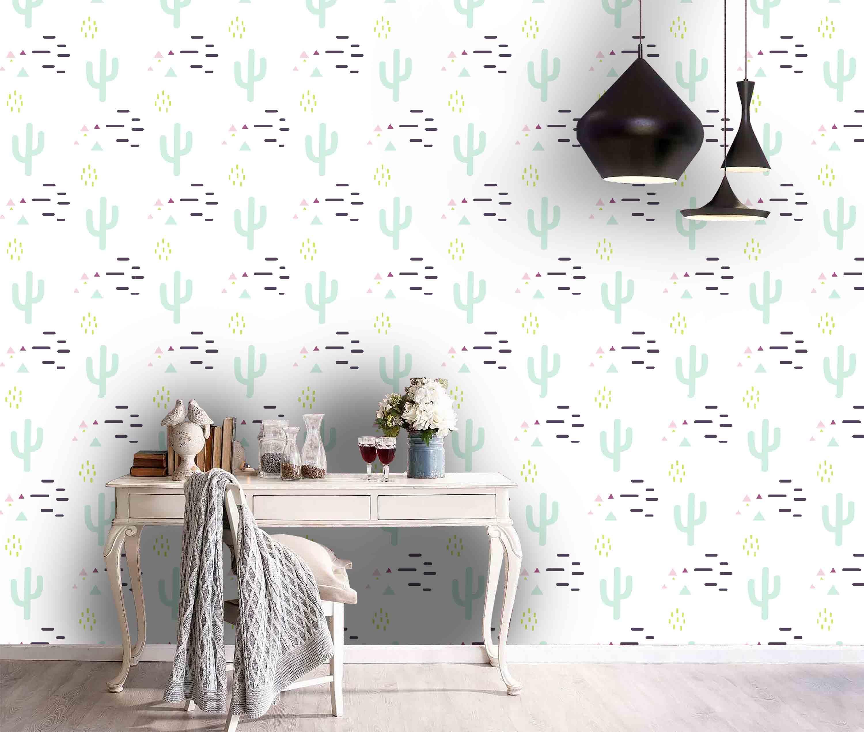 3D Cactus Cartoon White Background Wall Mural Wallpaper 7- Jess Art Decoration