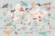 3D Animals World Map Wall Mural Wallpaper 38- Jess Art Decoration