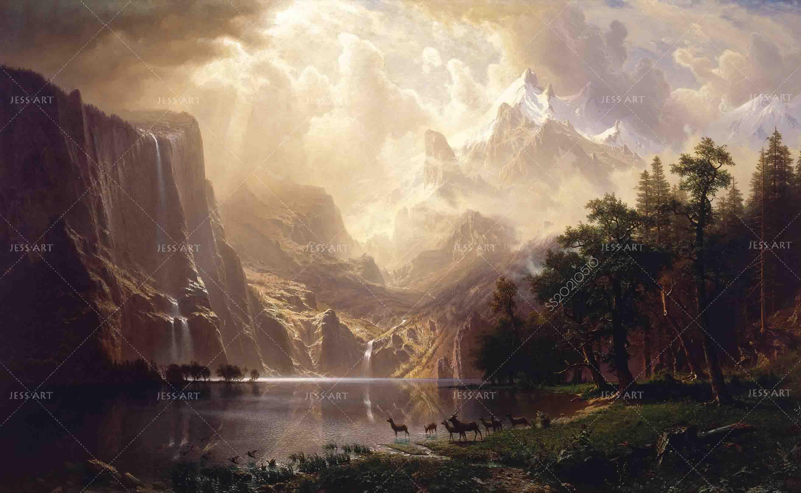 3D Nature Mountain Valley golden mountain valley landscape wall mural wallpaper for living room - view 5