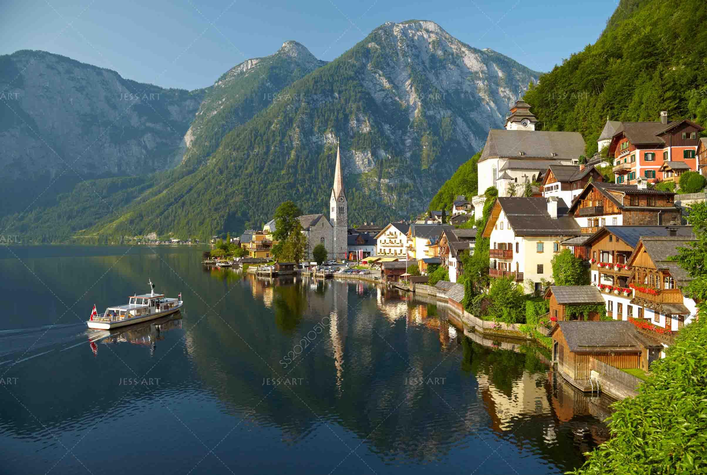 3D Mountain Lake House Landscape Wall Mural Wallpaper LQH 339- Jess Art Decoration