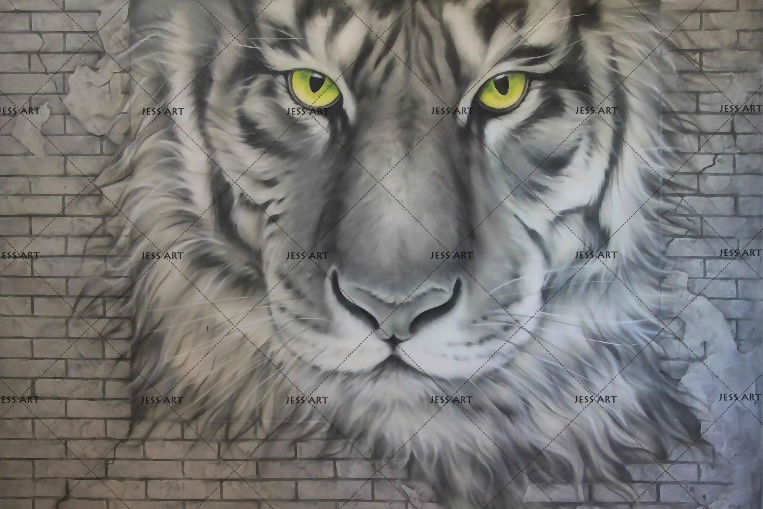 3D Brick Wall Animal Tiger Wall Mural Wallpaper LQH 185- Jess Art Decoration