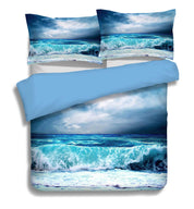 3D Blue Sea Wave Quilt Cover Set Bedding Set Pillowcases 76- Jess Art Decoration