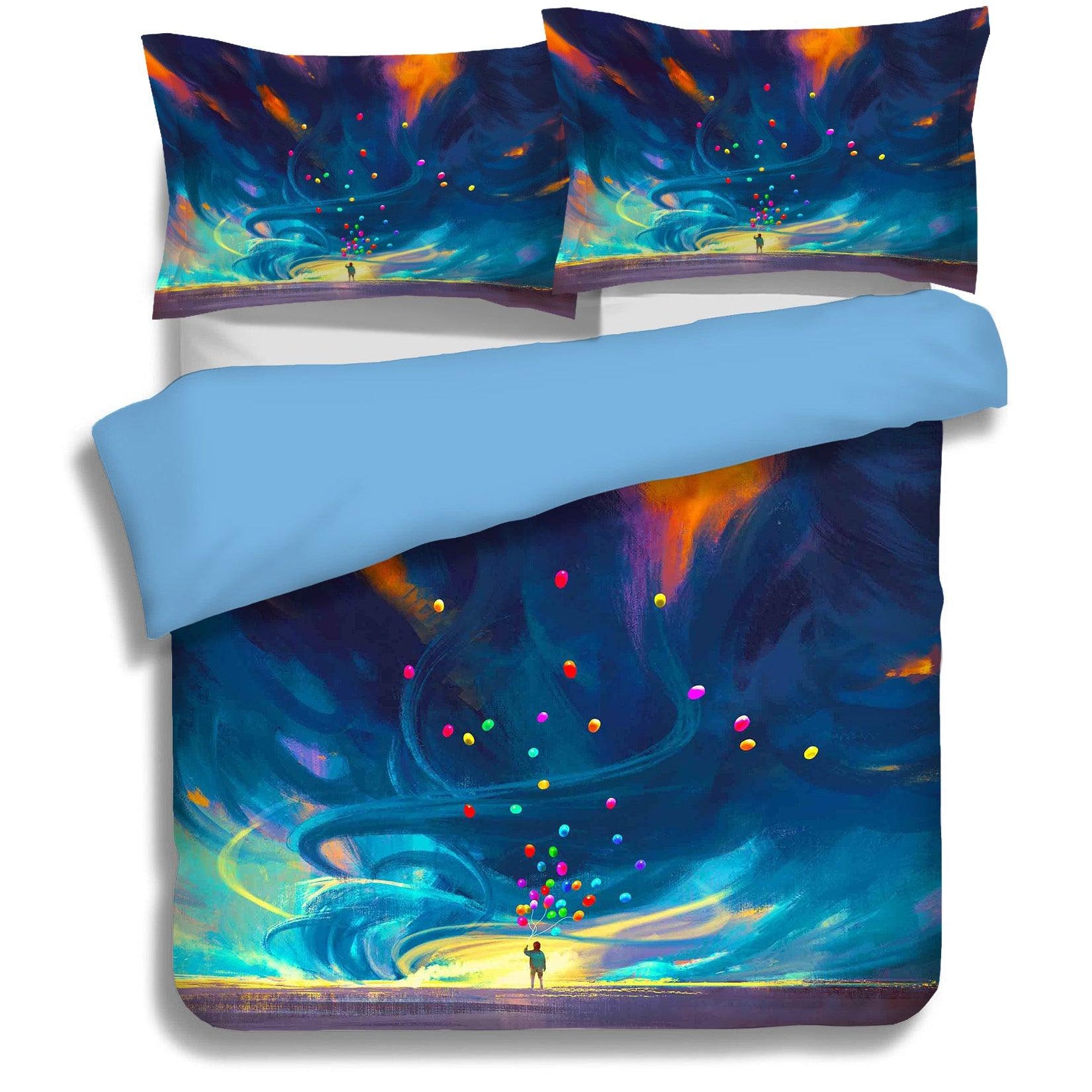 3D Blue Watercolor Balloon Quilt Cover Set Bedding Set Pillowcases 44- Jess Art Decoration