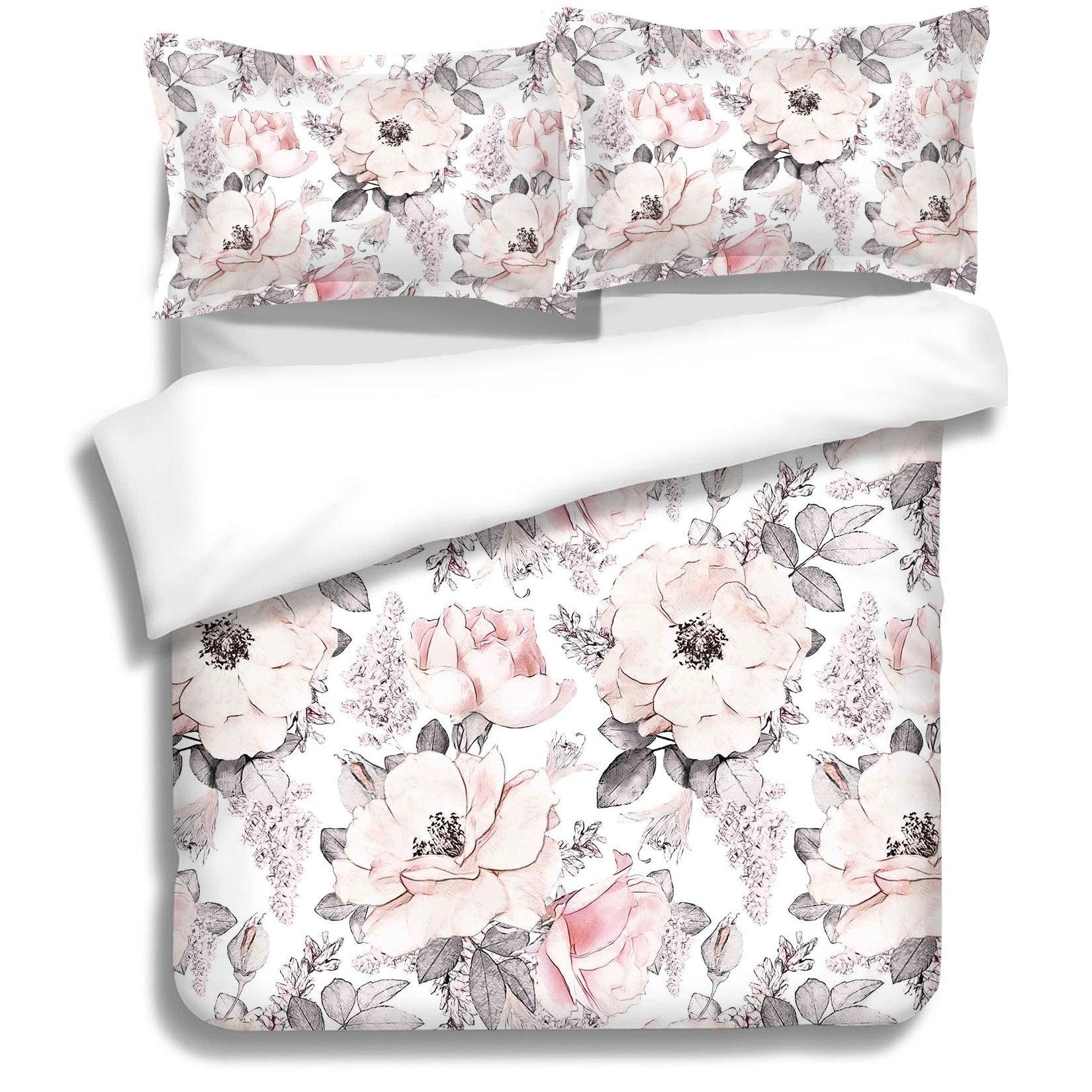 3D Pink Floral Quilt Cover Set Bedding Set Pillowcases 57- Jess Art Decoration