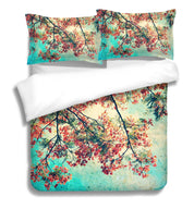 3D Red Green Blossom Branch Quilt Cover Set Bedding Set Pillowcases 30- Jess Art Decoration