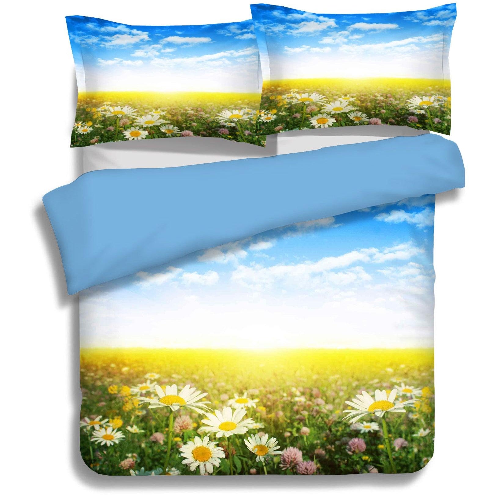 3D Sky Daisy Flower Field Quilt Cover Set Bedding Set Pillowcases 81- Jess Art Decoration