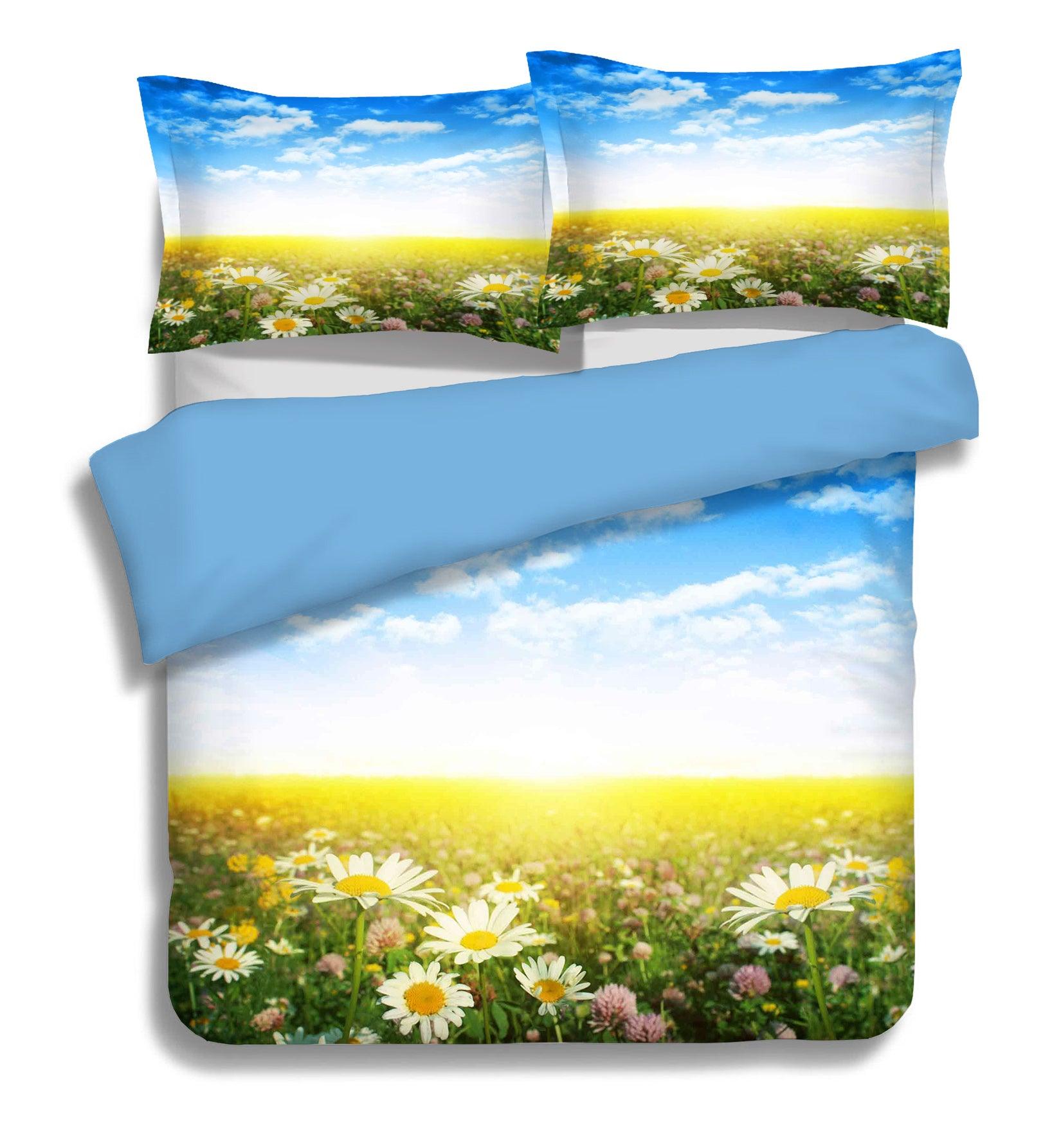 3D Sky Daisy Flower Field Quilt Cover Set Bedding Set Pillowcases 81- Jess Art Decoration