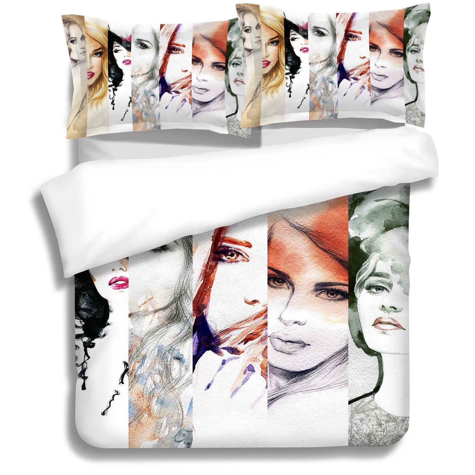 3D Beauty Female Women Quilt Cover Set Bedding Set Pillowcases 97- Jess Art Decoration