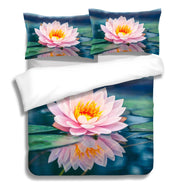 3D Pink Green Lotus Flower Quilt Cover Set Bedding Set Pillowcases 26- Jess Art Decoration