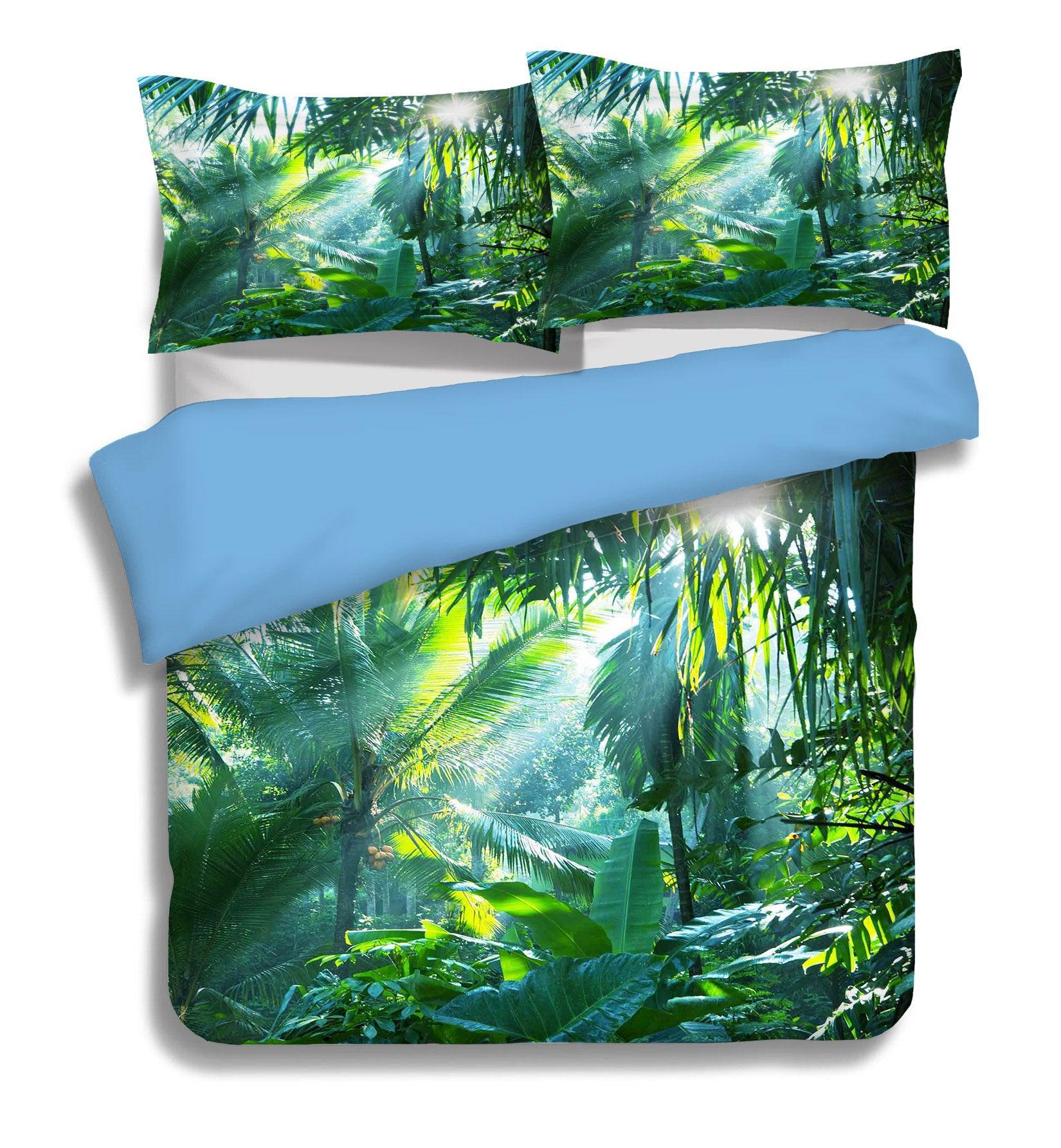 3D Green Tropical Rainforest Quilt Cover Set Bedding Set Pillowcases 103- Jess Art Decoration