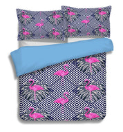 3D Black Pink Flamingo Stripes Square Quilt Cover Set Bedding Set Pillowcases 40- Jess Art Decoration