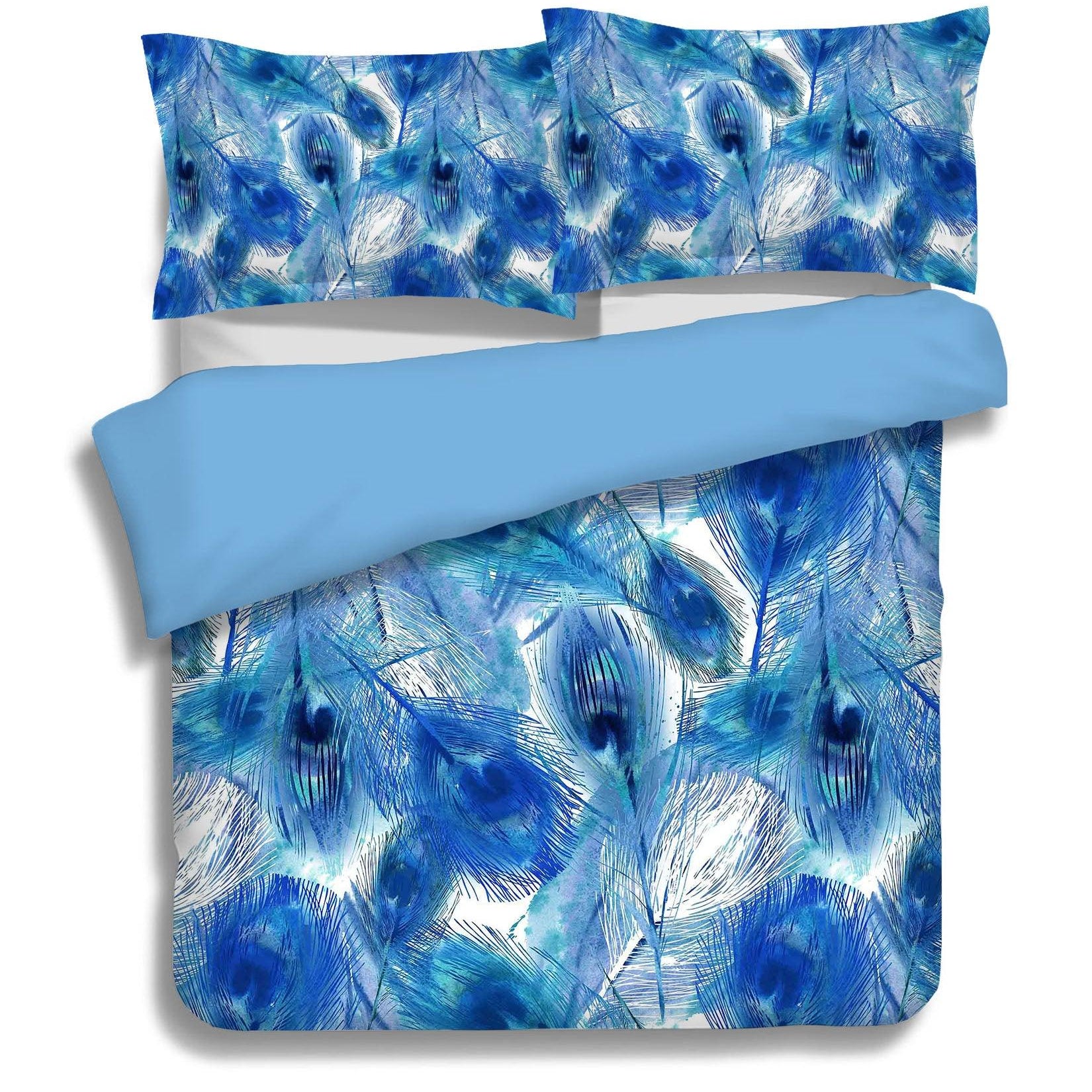 3D Blue Peacock Feather Quilt Cover Set Bedding Set Pillowcases 42- Jess Art Decoration