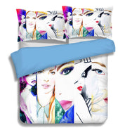 3D Watercolor Beauty Female Women Quilt Cover Set Bedding Set Pillowcases 99- Jess Art Decoration