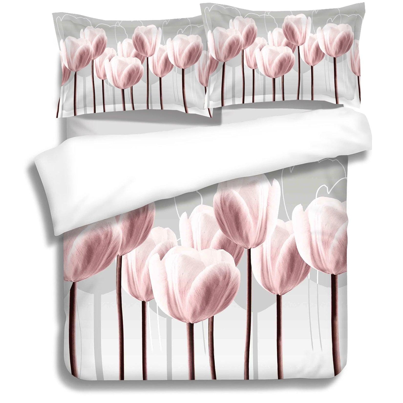 3D Pink Tulip Quilt Cover Set Bedding Set Pillowcases 71- Jess Art Decoration
