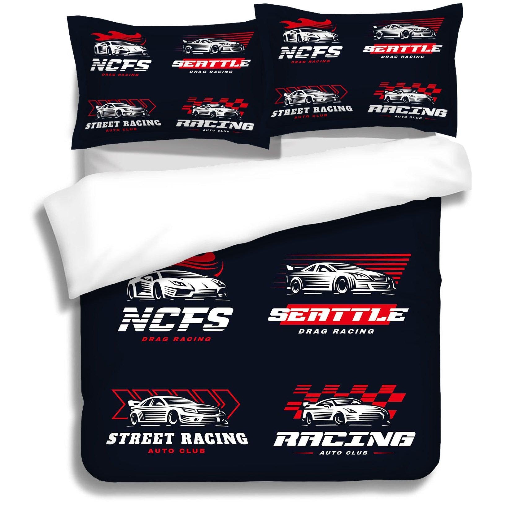 3D Black Racing Car Quilt Cover Set Bedding Set Pillowcases 52- Jess Art Decoration