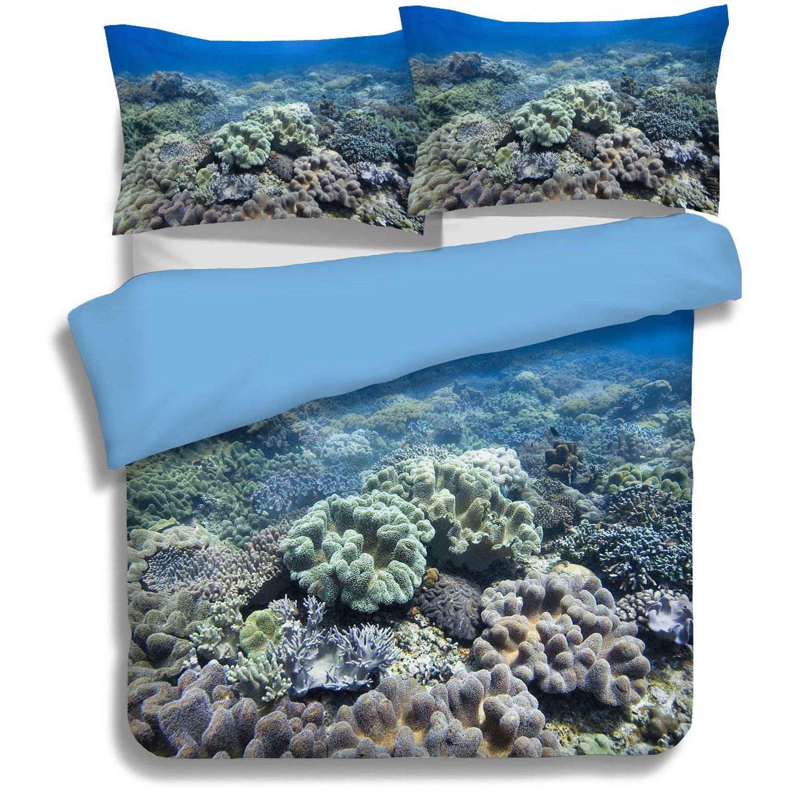 3D Blue Seabed Coral Quilt Cover Set Bedding Set Pillowcases 74- Jess Art Decoration